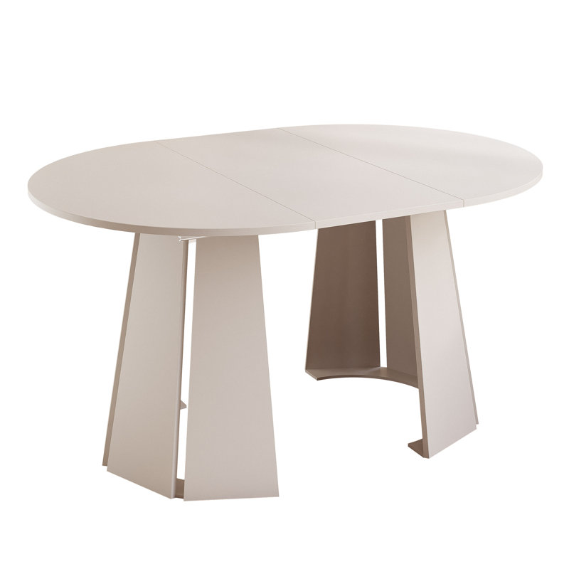 Extendable Round Dining Table, 76cm H x 140cm W x 140cm D, Beige