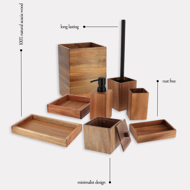 Acacia Bathroom Accessory Set 8-Pieces