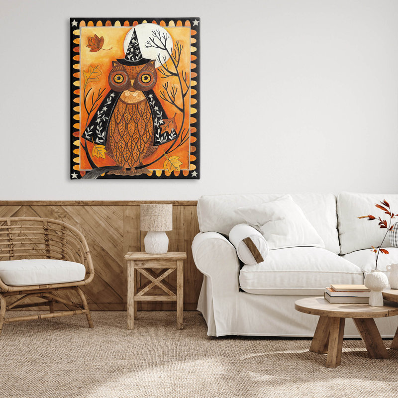 «Seasonal Autumn Owl Moonlit Night» par Bernadette Deming, H 48 po x l 36 po x P 1,5 po