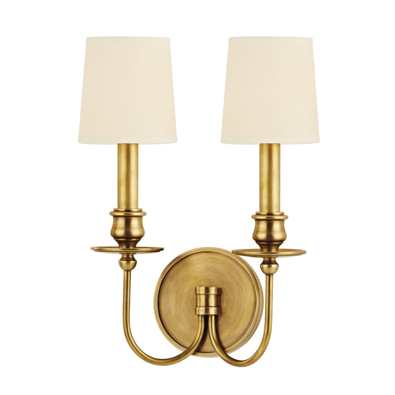 Applique murale à 2 lumières pour bougie, Laiton vieilli, Crème, crème