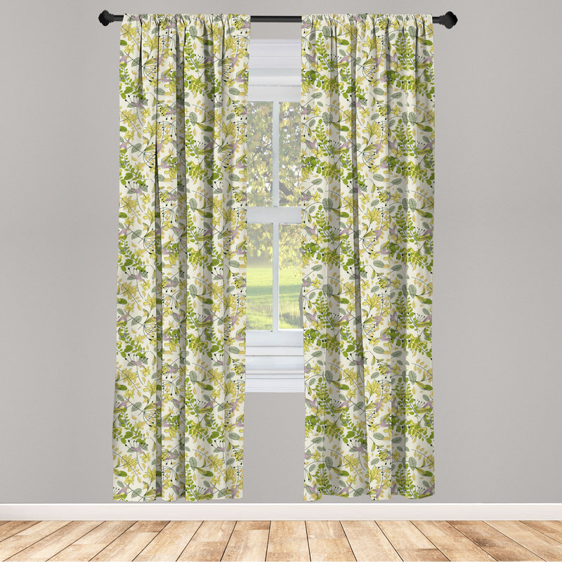 Floral Semi-Sheer Rod Pocket Curtain Panels, 28" x 95"
