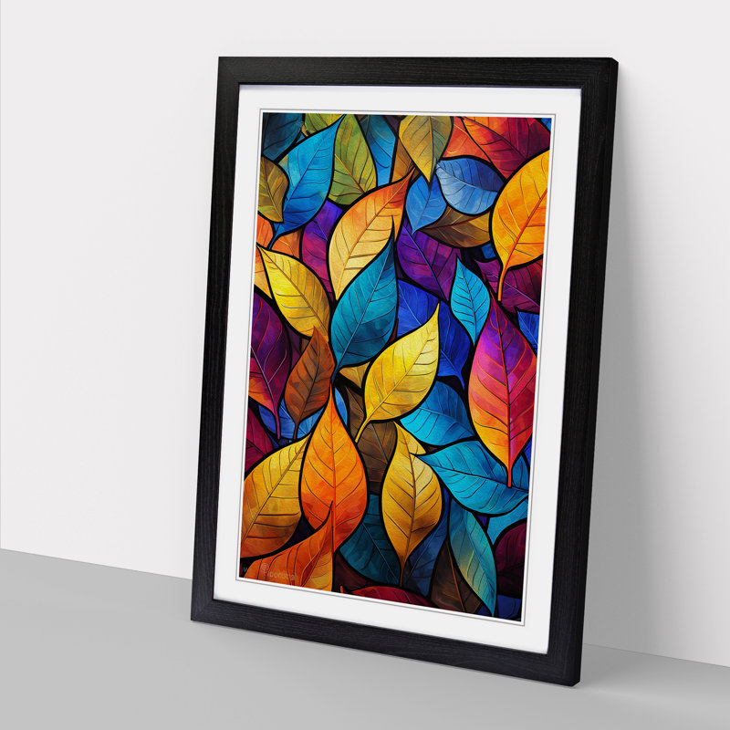 Leaf Abstract - Framed Print, Black, 34cm H x 25cm W x 2cm D