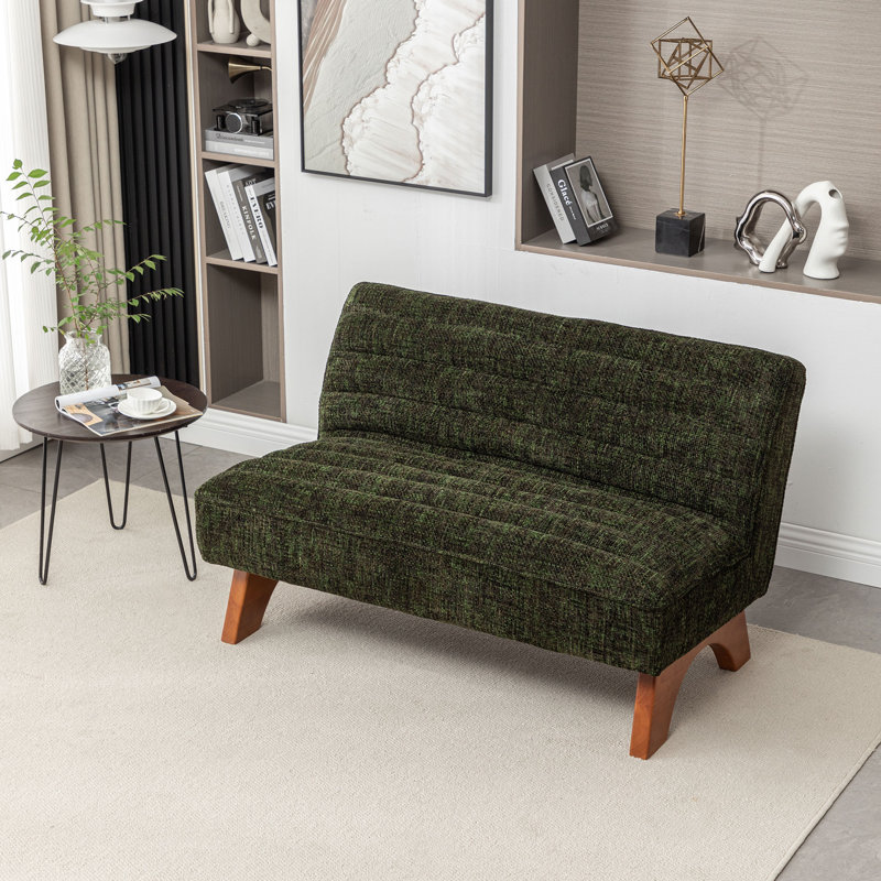 Johson Tufted Upholstered Loveseat with Wood Legs, Blue
