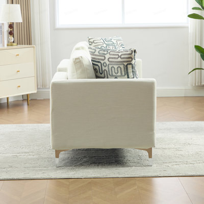 Méridienne rembourrée en chenille de 77,5 po de largeur, canapé surdimensionné moderne avec 4 coussins, canapé-lit avec accoudoir et dossier ouvert pour la fenêtre de la chambre d'amis du salon