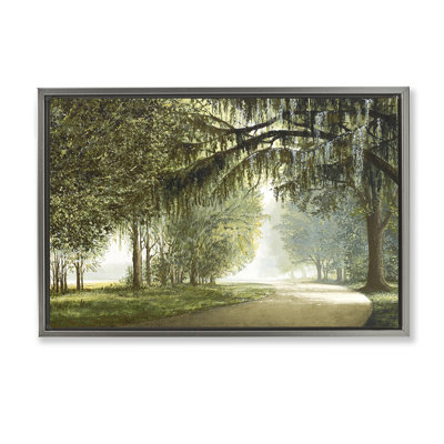 Tree Canopy over Path Gray Framed Floater Canvas Wall Art, design by BRUCE NAWROCKE