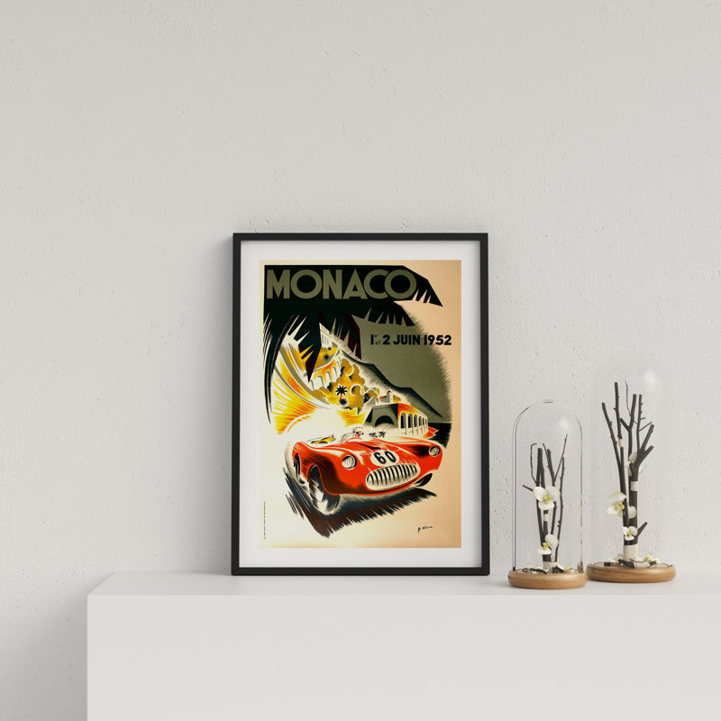 Retro Motor Racing Monaco GP 1952 by Vouvart - Single Picture Frame Print
