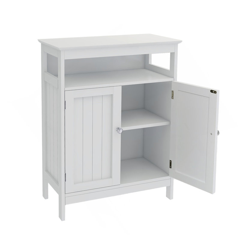 Bathroom Standing Storage With Double Shutter Doors Cabinet-White