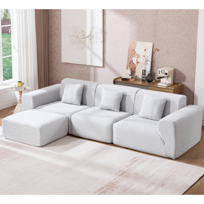 Modern L-Shaped Boneless Modular Compressed Foam Sectional
