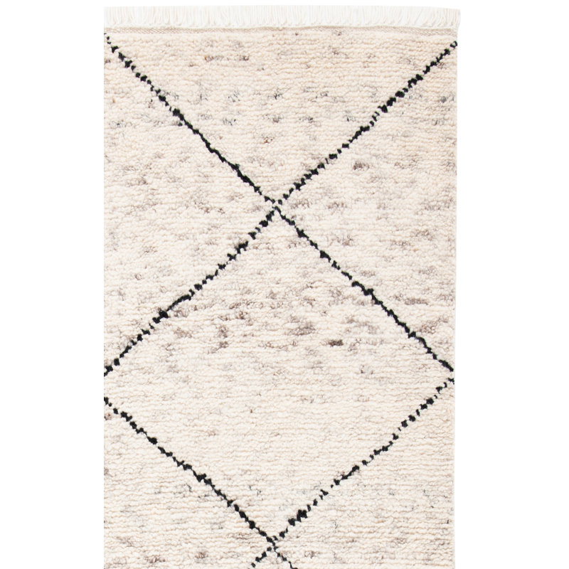 Tapis géométrique en laine noué à la main Meiners, Rectangle 8 pi x 10 pi