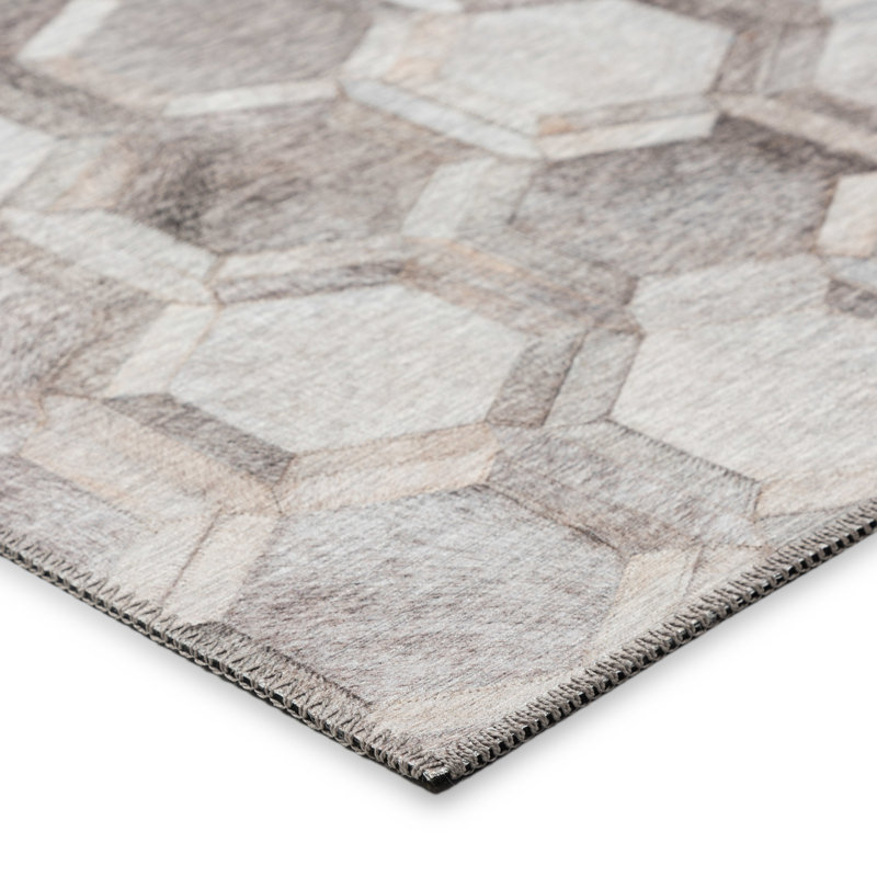 Mosaic Faux Leather Gray  3'' X 5'' Area Rug, Rectangle 3' x 5'