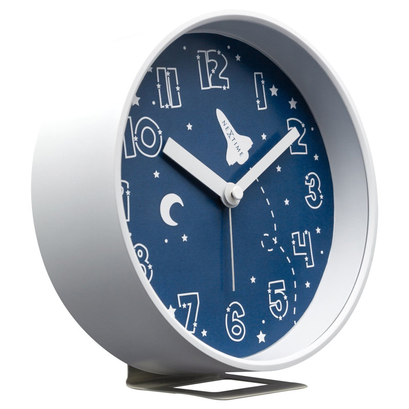 Analogue Quartz Movement / Crystal Tabletop Clock with Alarm in Blue