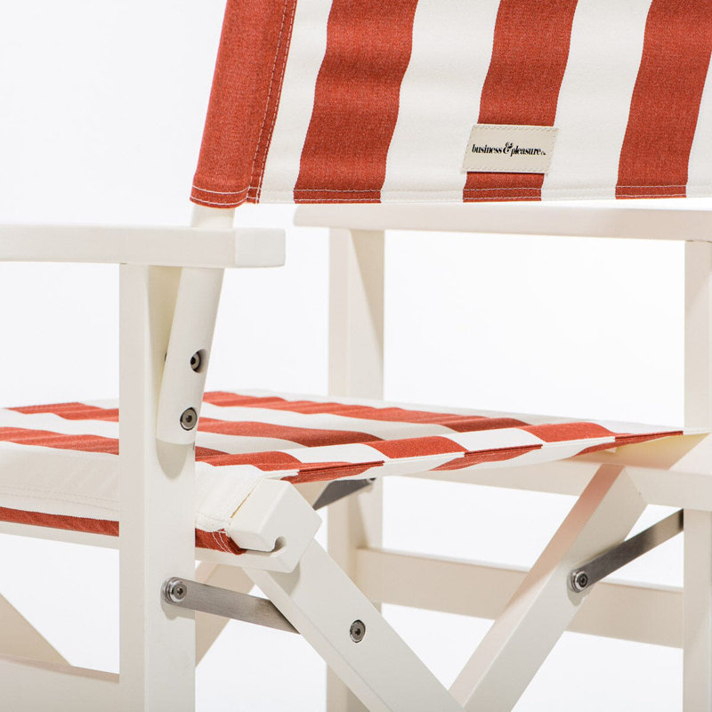Directors Chair Table, Red/White Striped/White