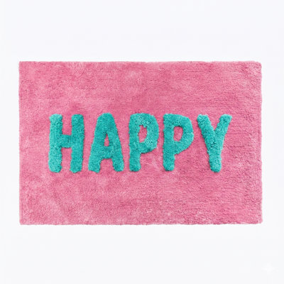 Happy Slogan Rectangle Bath Mat