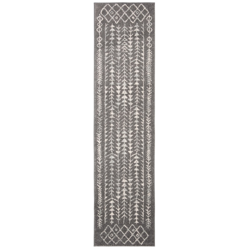 Tapis gris foncé / ivoire Renshaw, Tapis de couloir de 2 pi x 7 pi