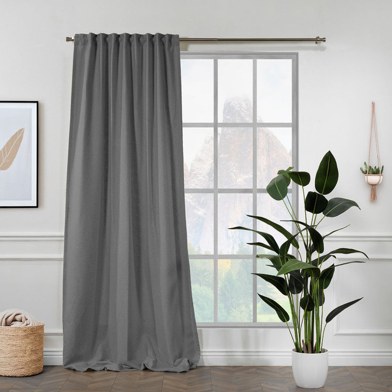 Rideau décoratif très long et très large en polyester, Gris, L 52 po x L 100 po