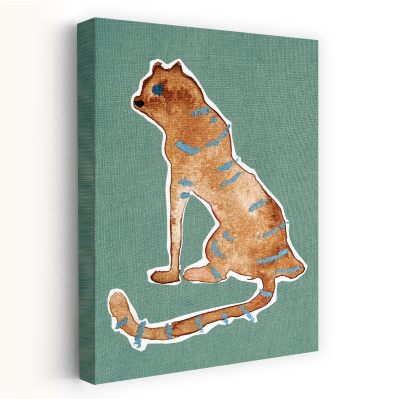 Contemporary Art Abstract Minimalist Cat Tiger Animal Portrait Wall Art by Christina Misuro - Wrapped Canvas Print
