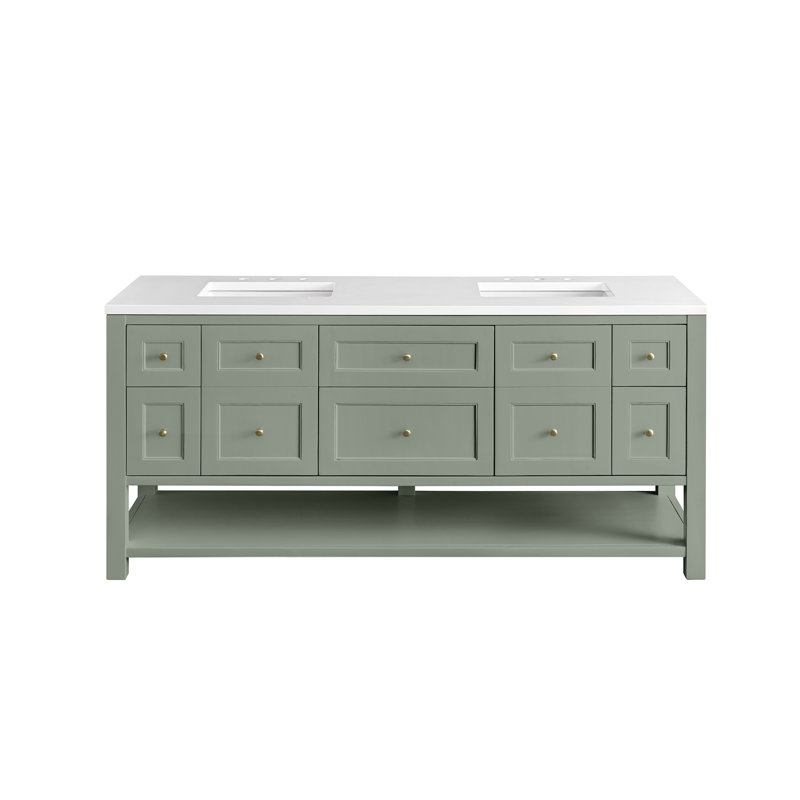 Breckenridge 72'' W Double Vanity, White Zeus, Smokey Celadon, 8" Widespread