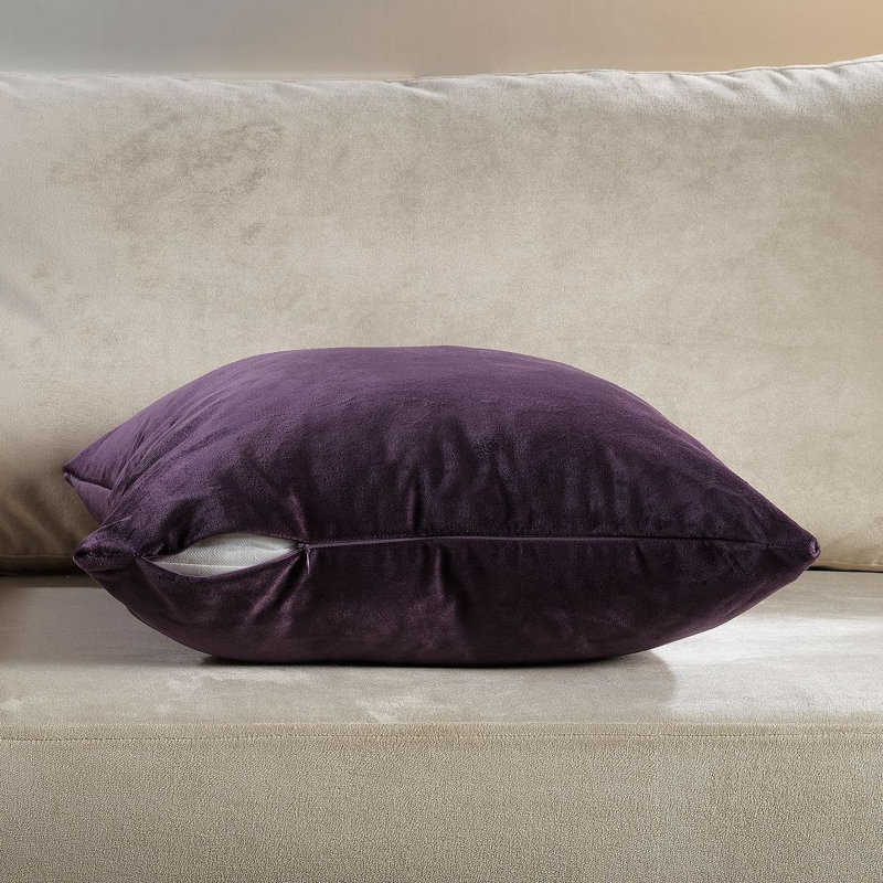 Housse de coussin en velours mat 1pc, Carré 22 po, Aubergine