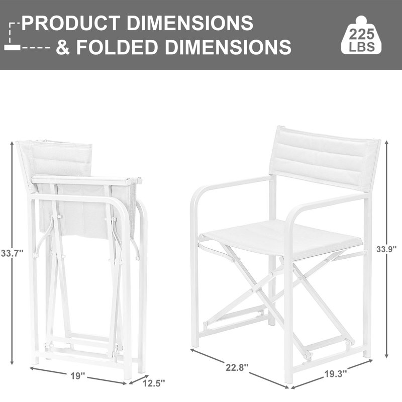 Chaise de réalisateur pliante Aoodor, Blanc