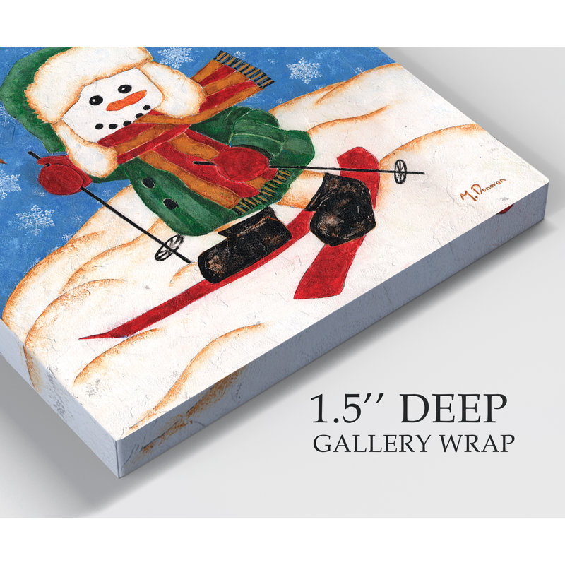 « snow bonhommes ski », impression sur toile tendue, H 40 po x l 40 po x P 1 po