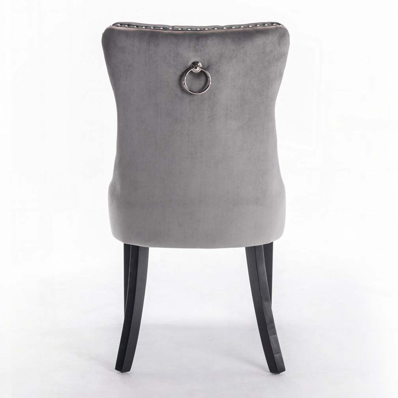 PU and Velvet Upholstered Dining Chair, Black/Grey