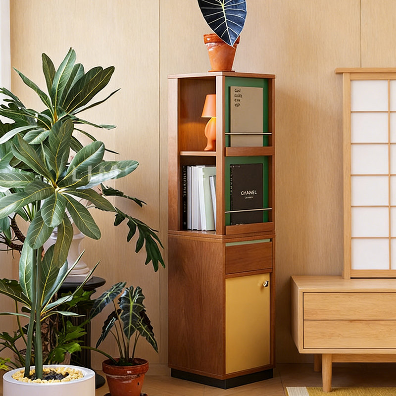Petite armoire de coin 61,02 po, petite étagère de rangement, organisateur de coin pour canapé de salon et chambre à coucher