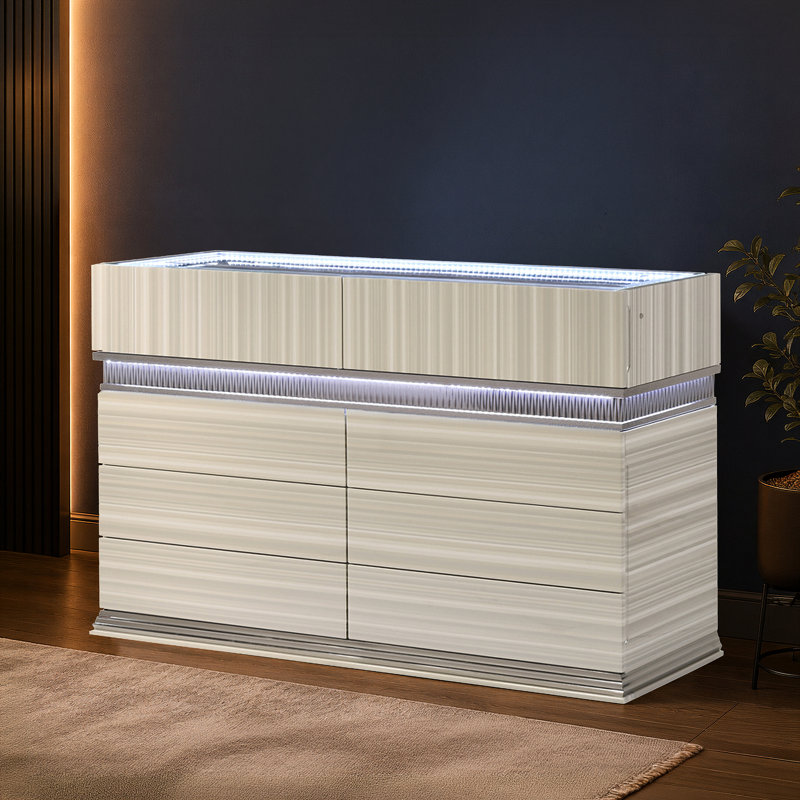 Commode Velmora avec plateau en verre
