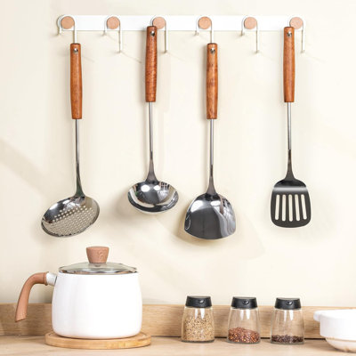 Slotted Spatulas, Ladle, Skimmer Ladle Tool Set - 4 Stainless Steel Cooking Utensils With Wood Handles