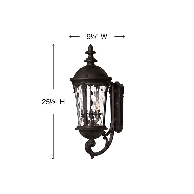 Lanterne murale d'extérieur en aluminium Windsor, H 25,5 po x l 9,5 po x P 12 po, Noir