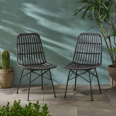 ensemble de 2 chaises de patio sans accoudoirs avec dossier à lattes