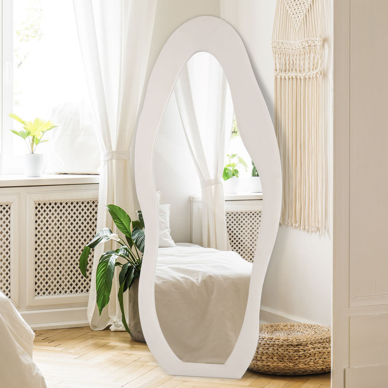 Miroir de plancher Farkhan, Blanc / Blanc, 71 po x 30 po