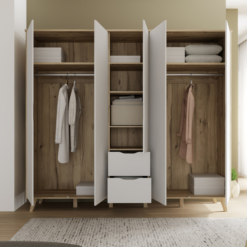 Teliyah 5 Door Manufactured Wood Wardrobe