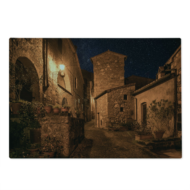 Grande planche à découper Ambesonne, ville médiévale, brun clair