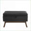 Repose-pieds avec rangement de style Mid-Century moderne de 31,5 x 23,23 x 17,72 pour vestibule de salon | Noyer brun | Cadre en bois massif