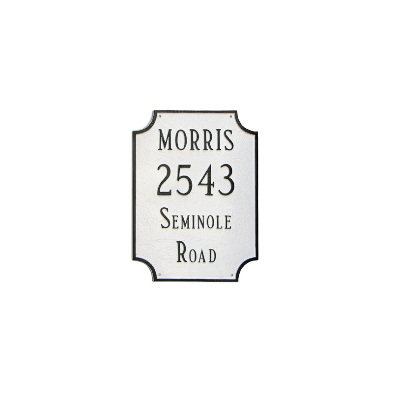 Waterford 4-Line Lawn Address Sign, White/Black
