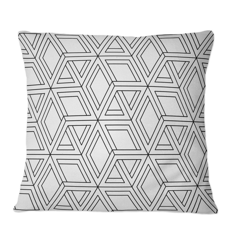Art géométrique blanc et noir - motif géométrique imprimé, 18 po x 18 po