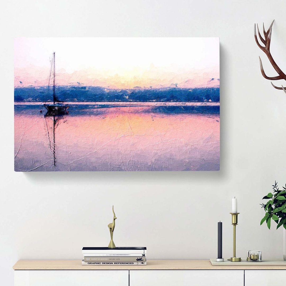 Boat on Lake Zurich in Switzerland in Abstract by - Wrapped Canvas