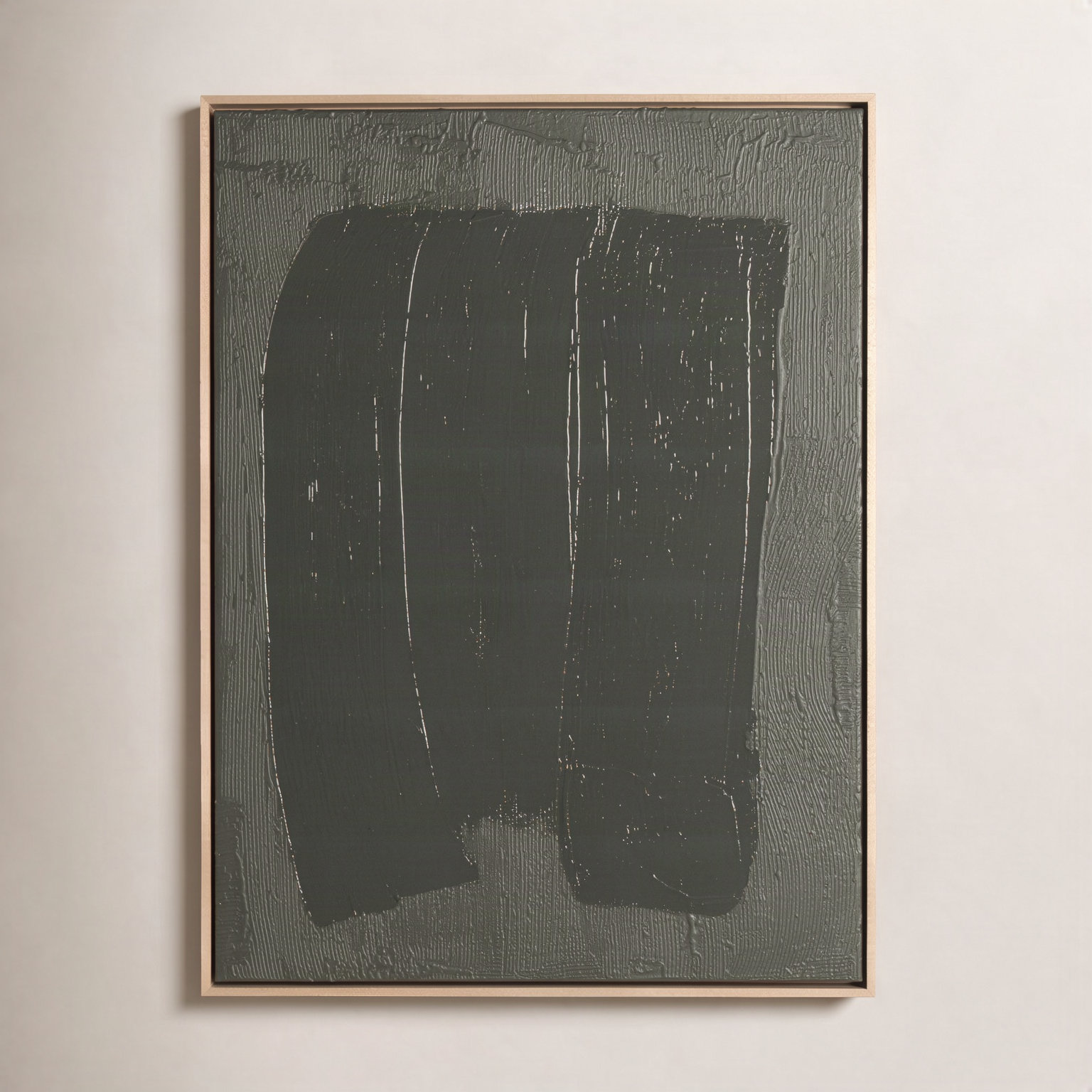Free Form Lines II Olive Painting, 60" H x 40" W