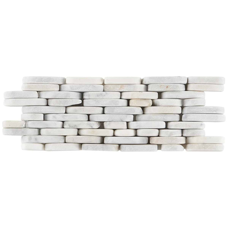 Nature Stacked Pram Gray Pebble Mosaic Tile, Carrara