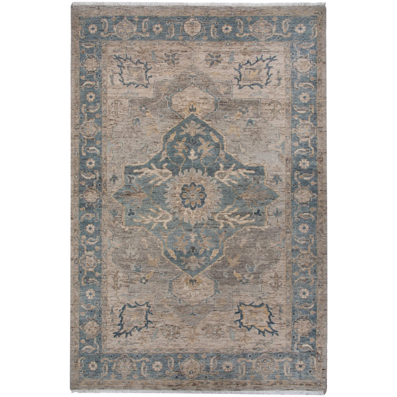 Tapis 100% laine noué à la main, Rectangle 9 pi x 12 pi