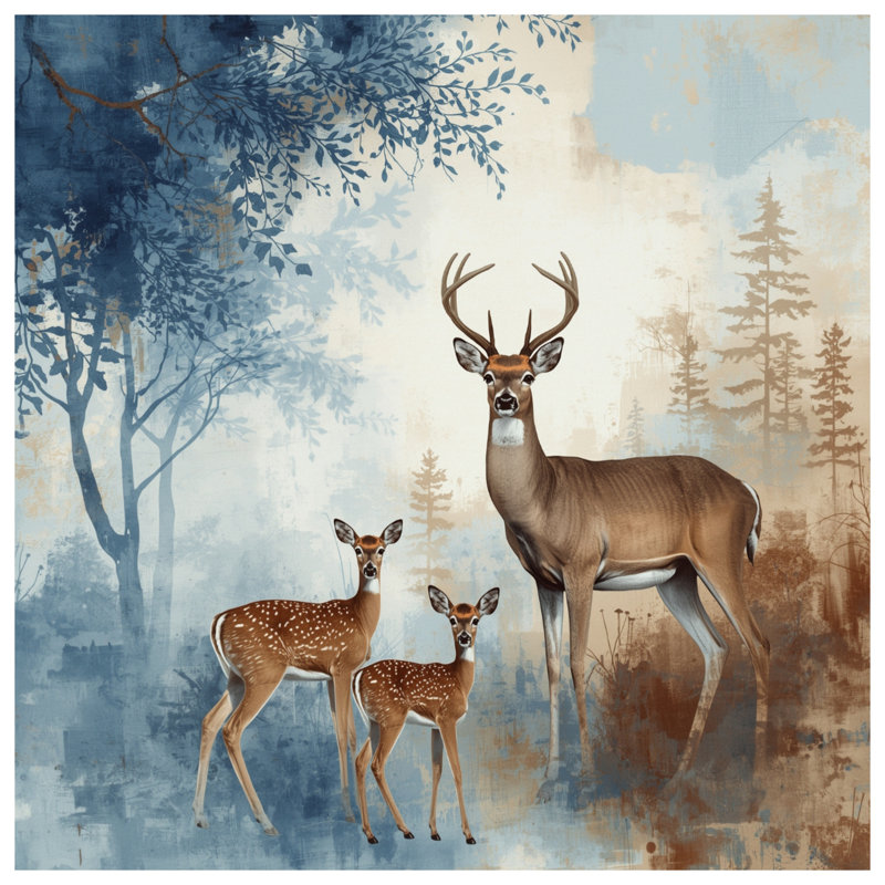 Housses de couette Forest Deer Family, Lit simple