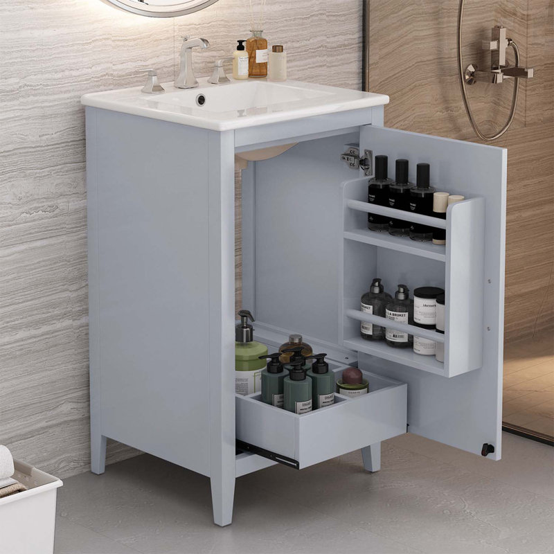 Meuble-lavabo 20,3 po avec lavabo, Gris