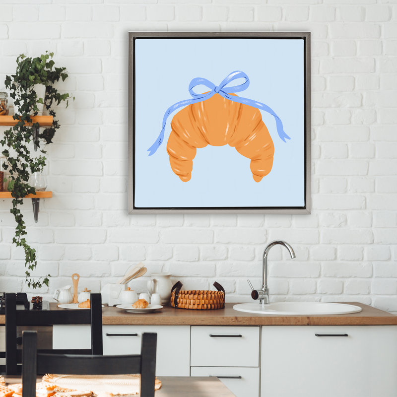 Cadre flottant Blue Bow Croissant, design par Krissy Mast, H 25 po x l 25 po, Cadre flottant gris lustré