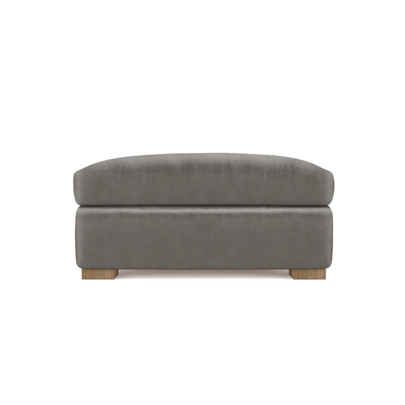 Crosby Ottoman, Plush Velvet Blue Print, Ebony