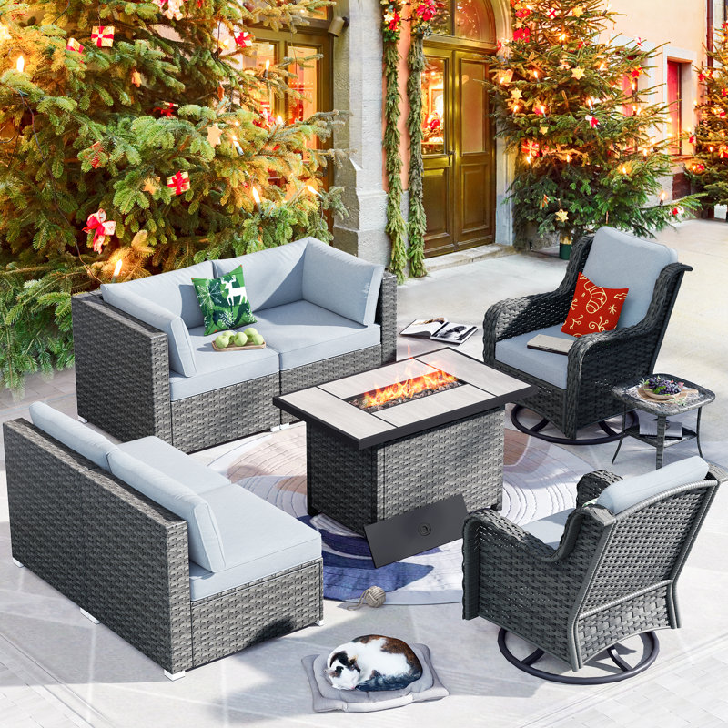 Ensemble de conversation modulaire avec coussins, Marine, Non