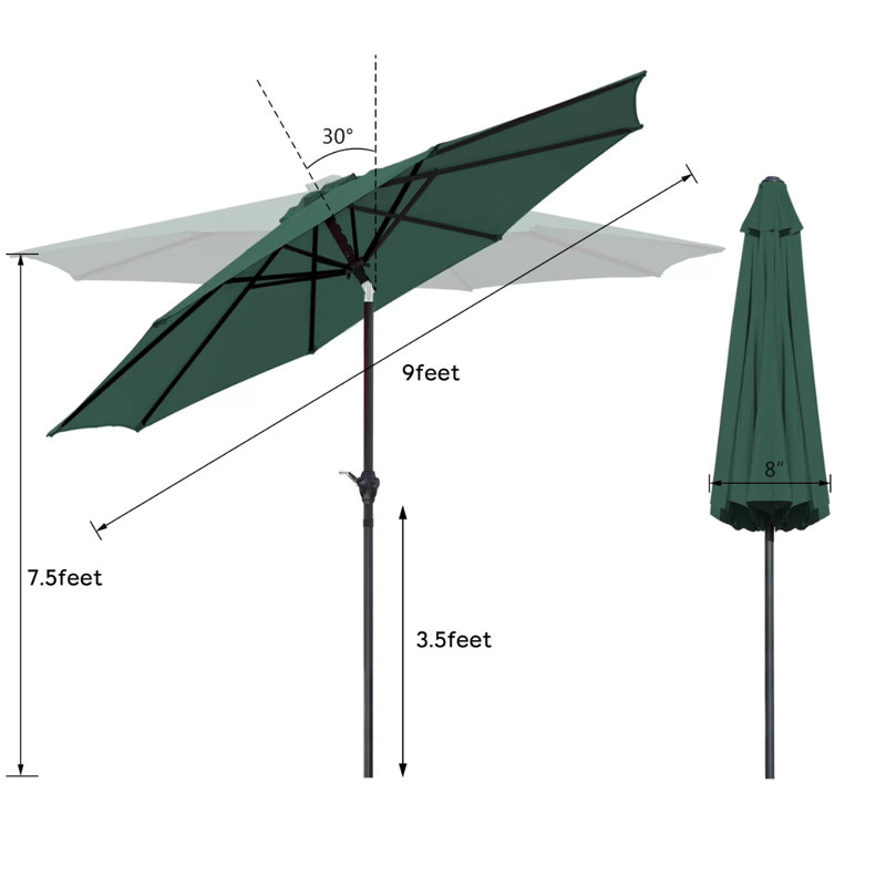Parasol de marché 9 pi Juri, Vert