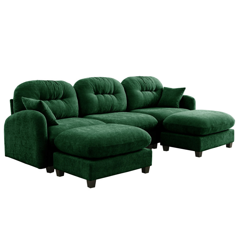 Canapé modulaire modulaire en U à 3 places, chenille, coussin à ressorts, canapé de chambre sophistiqué avec tissu chenille, installation rapide, courbe ergonomique, assise confortable
