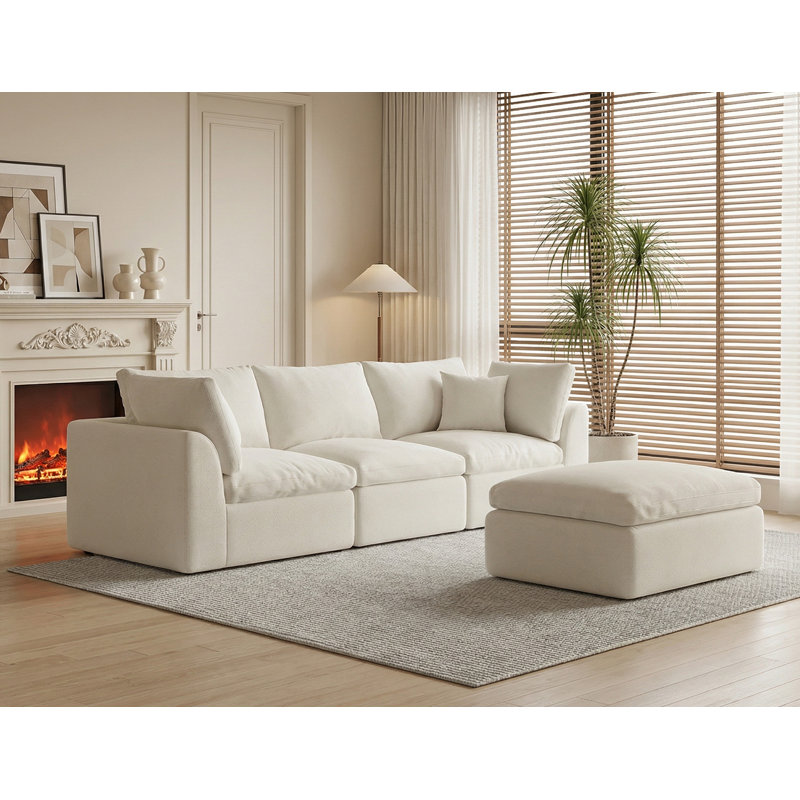 Canapé modulaire en forme de L de Boneless, Beige