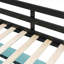 Lit plateforme mezzanine bleu profond, construction en bois avec bureau intégré, rangement et éclairage RVB-129462367