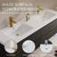 Meuble-lavabo mural avec lavabo, armoire de rangement flottante avec comptoir et tiroirs à fermeture en douceur, idéal pour l'organisation de la salle de bain